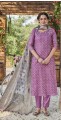 Cotton Bhagalpuri Light Purple Straight Pant Suit with dupatta
