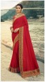 Silk Saree in Red with Embroidered
