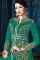 Green Georgette Straight Pant Anarkali Suit with Georgette