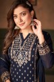 Navy blue Embroidered Islamic Sharara Suit in Faux georgette