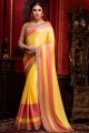 Yellow Saree with Embroidered Crepe