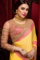 Yellow Saree with Embroidered Crepe
