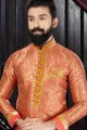 Rust Jaquard Ethnic Wear Kurta Pajama