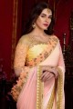 Georgette Embroidered Peach Saree with Blouse