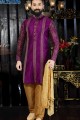 Purple Printed & Art Dupion Ethnic Wear Kurta Pajama