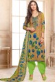 Beige Cotton Embroidered Palazzo Suit with Dupatta