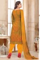 Embroidered Cotton Yellow punjabi Suit with Dupatta
