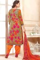 punjabi Suit in Multicolor Cotton with Embroidered