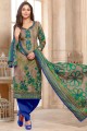 Cotton Embroidered Grey Patiala Suit with Dupatta
