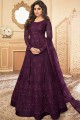 Anarkali Suit in Purple Net with Net