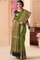 Green Silk & Tissue Saree with Weaving