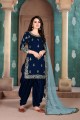 Royal Blue color Art Silk Patiala Suit
