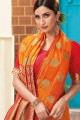 Orange color Soft Silk South Indian Saree