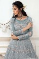 Anarkali Suit in Grey Net with Net