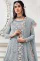 Anarkali Suit in Grey Net with Net