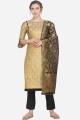 Splendid Gold color Jacquard Palazzo Suit