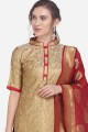 Luring Gold color Jacquard Palazzo Suit