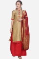 Luring Gold color Jacquard Palazzo Suit