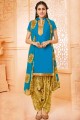 Blue Patiala Suit with Printed Cotton