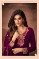 Georgette Straight Pant Suit in Purple with Georgette