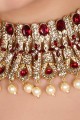 Stones pearls Maroon Necklace