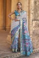 Patola silk Blue Banarasi Saree in Printed