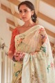 Multicolor Printed Saree in Linen