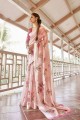 Pink Linen Saree with Printed