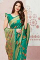 Fascinating Silk Saree in Green with Weaving