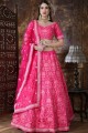 Silk Lehenga Choli in Pink with Embroidery