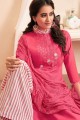 Pink Cotton Palazzo Suit in Satin