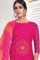 Rani Pink Straight Pant Suit in Chanderi