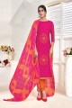 Rani Pink Straight Pant Suit in Chanderi