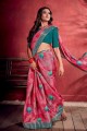 Impressive Pink Art Silk Saree with Printed