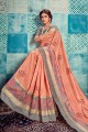 Printed Silk Peach Saree Blouse