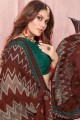 Saree in Brown Art Silk with Embroidered