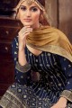 Luring Navy Blue Georgette Sharara Suit with Georgette