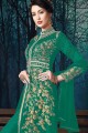 Green Georgette Straight Pant Anarkali Suit with Georgette