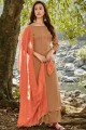 Beige Cotton Palazzo Pant Palazzo Suit with Chanderi