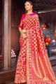 Fascinating Red Silk Weaving Saree with Blouse
