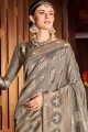 Luring Grey Saree in Silk with Weaving
