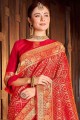 Dazzling Red Silk Weaving Saree with Blouse