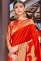 Exquisite Red Silk Weaving Saree with Blouse