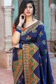 Silk Weaving Navy Blue Saree with Blouse