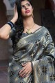 Silk Saree in Grey with Weaving
