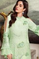 Faux Georgette Green Palazzo Suit with dupatta