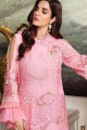Faux Georgette Palazzo Suit in Pink Faux Georgette