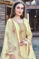 Silk Anarkali Suit in Cream with dupatta