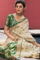 Impressive Cream Saree in Art Silk with Printed