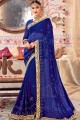 Embroidered Georgette Blue Saree Blouse
